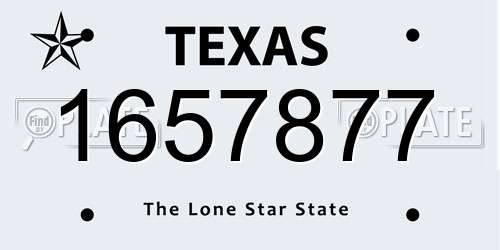 1657877 Texas License Plate