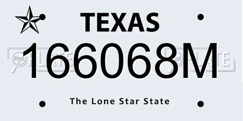 166068M Texas License Plate