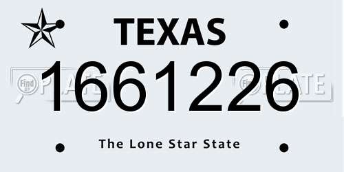1661226 Texas License Plate