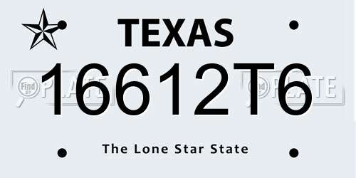 16612T6 Texas License Plate