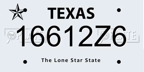 16612Z6 Texas License Plate