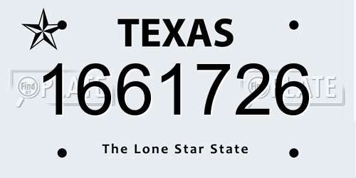 1661726 Texas License Plate