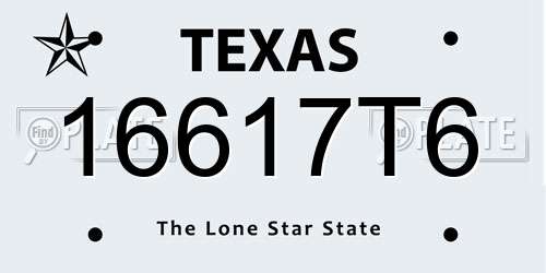 16617T6 Texas License Plate