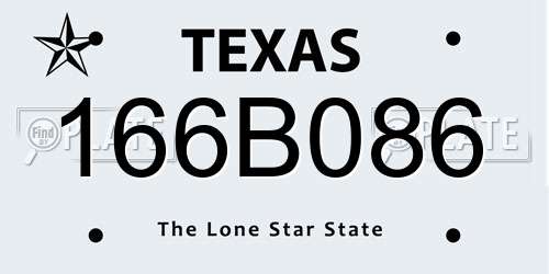 166B086 Texas License Plate