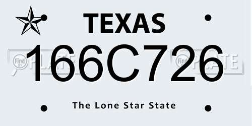 166C726 Texas License Plate