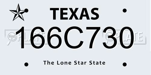 166C730 Texas License Plate
