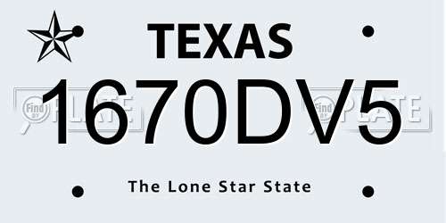 1670DV5 Texas License Plate