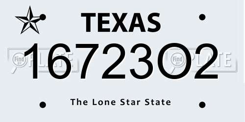16723O2 Texas License Plate