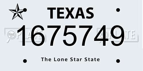 1675749 Texas License Plate