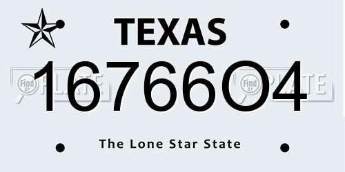 16766O4 Texas License Plate