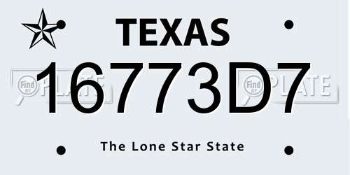 16773D7 Texas License Plate