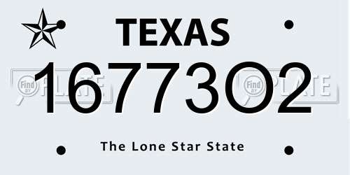 16773O2 Texas License Plate
