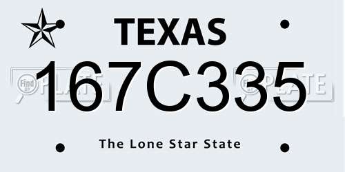 167C335 Texas License Plate