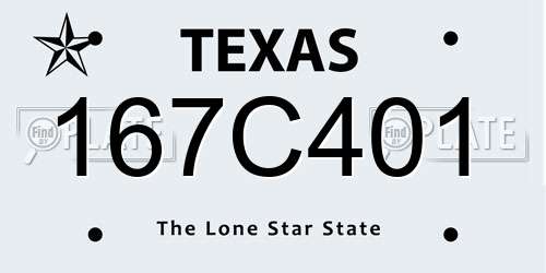 167C401 Texas License Plate