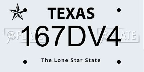 167DV4 Texas License Plate