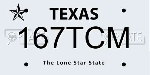 167TCM Texas License Plate