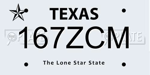 167ZCM Texas License Plate
