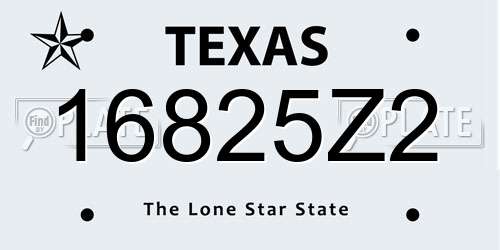 16825Z2 Texas License Plate