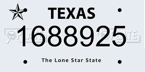 1688925 Texas License Plate