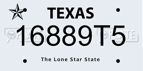 16889T5 Texas License Plate