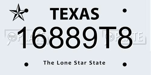 16889T8 Texas License Plate