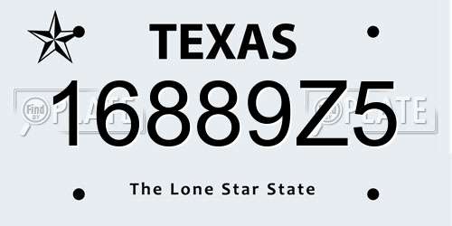 16889Z5 Texas License Plate