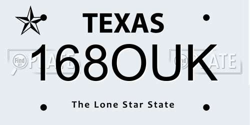 168OUK Texas License Plate