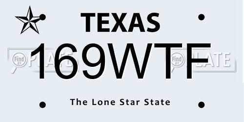 169WTF Texas License Plate