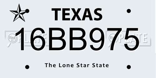 16BB975 Texas License Plate