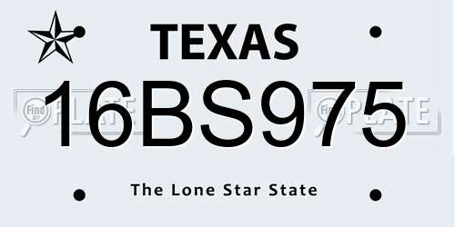 16BS975 Texas License Plate