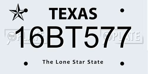 16BT577 Texas License Plate