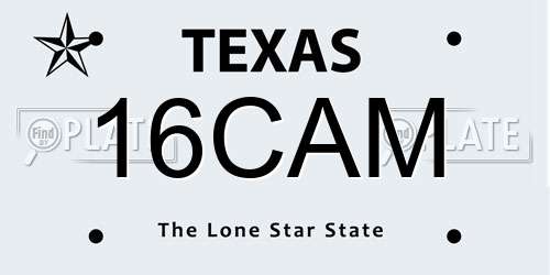 16CAM Texas License Plate