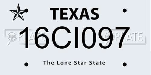 16CI097 Texas License Plate