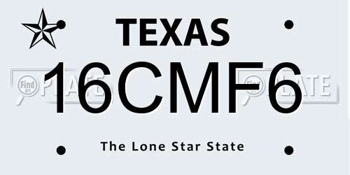 16CMF6 Texas License Plate