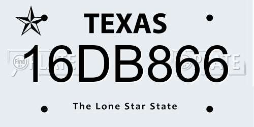 16DB866 Texas License Plate
