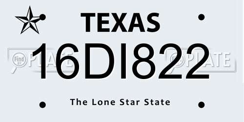 16DI822 Texas License Plate