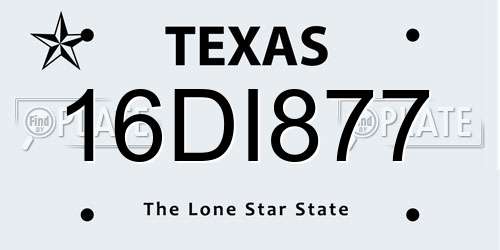 16DI877 Texas License Plate