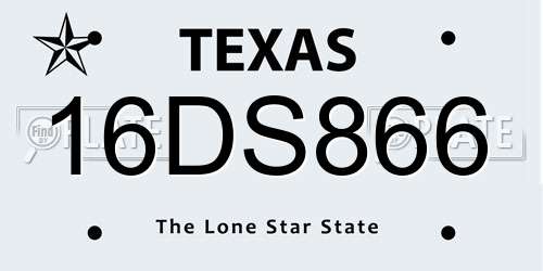 16DS866 Texas License Plate