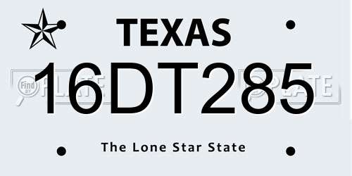 16DT285 Texas License Plate