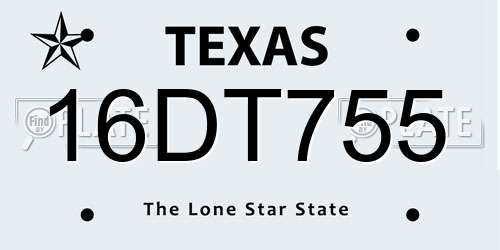 16DT755 Texas License Plate