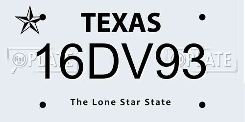 16DV93 Texas License Plate