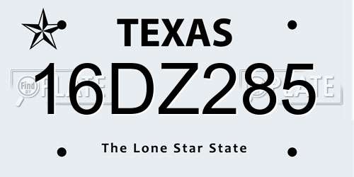 16DZ285 Texas License Plate