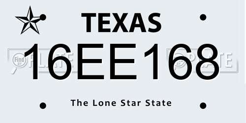 16EE168 Texas License Plate