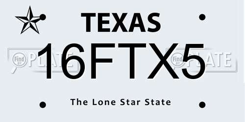 16FTX5 Texas License Plate