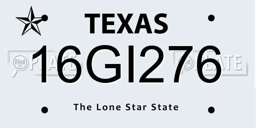 16GI276 Texas License Plate