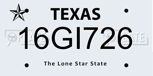 16GI726 Texas License Plate