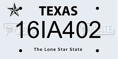 16IA402 Texas License Plate