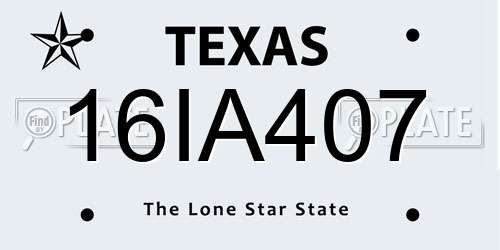 16IA407 Texas License Plate