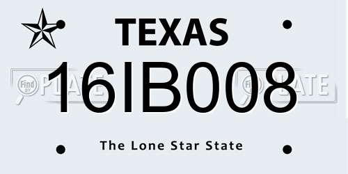16IB008 Texas License Plate