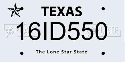 16ID550 Texas License Plate